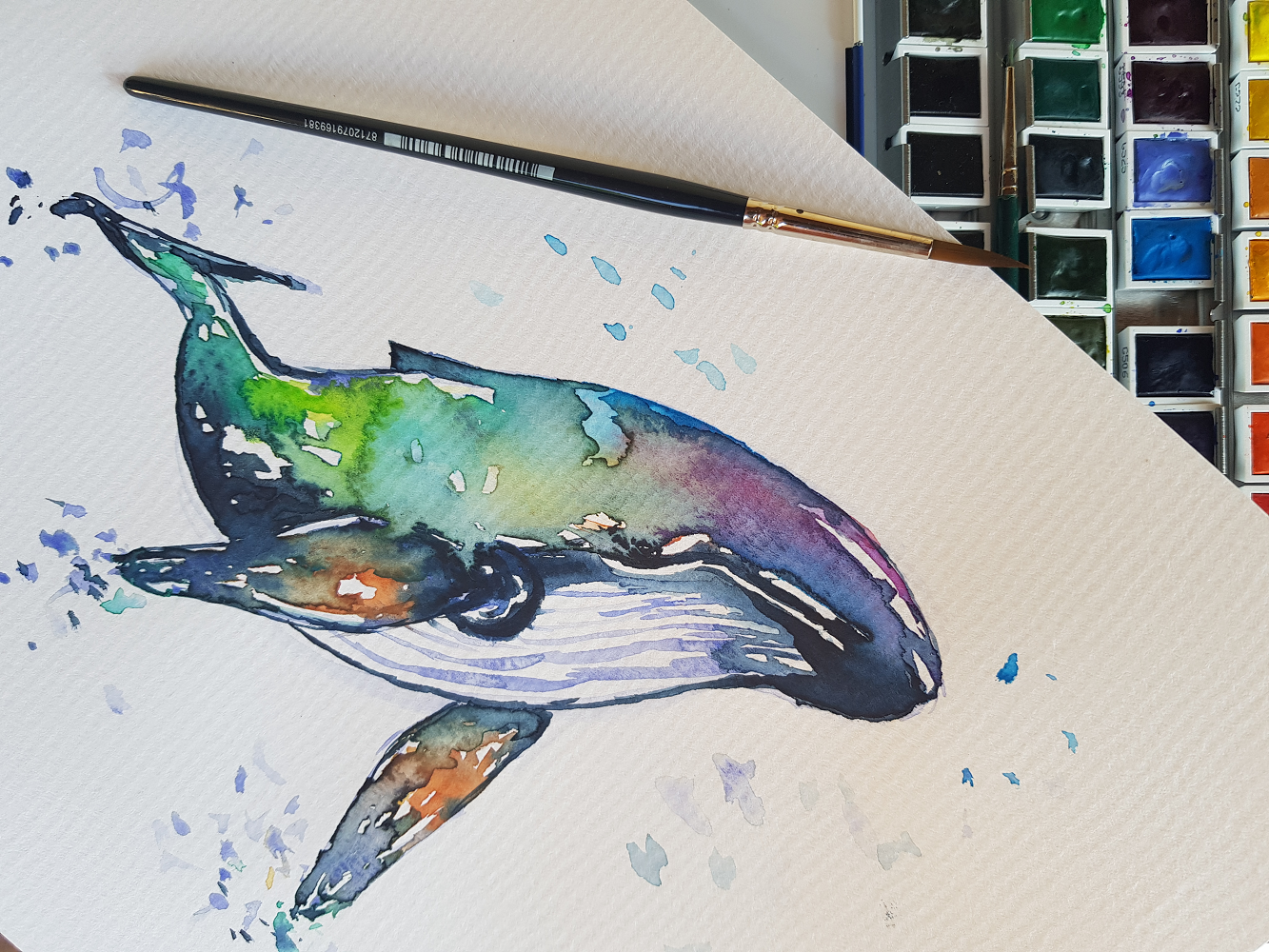 Farbenspiele | Anna Kautsch Aquarell Wal